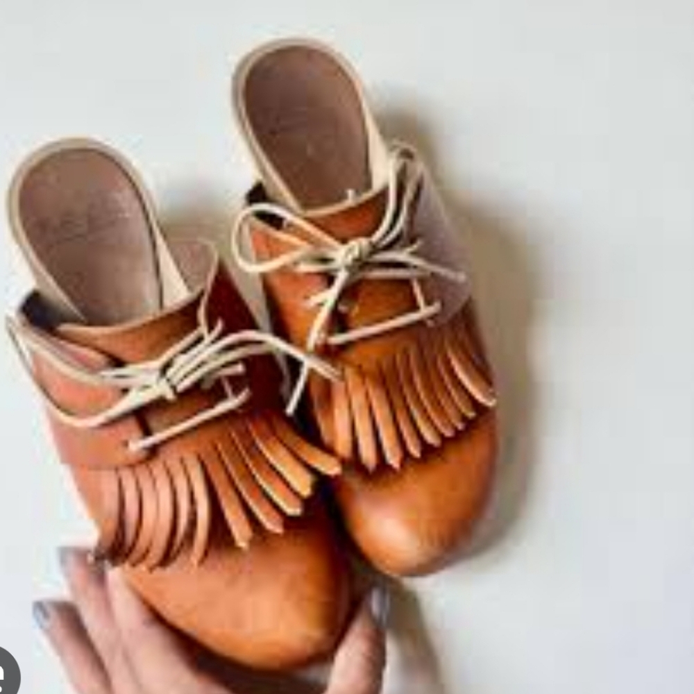 Bryr Tan Leather Lace-Up Clogs size EU 38 US 7